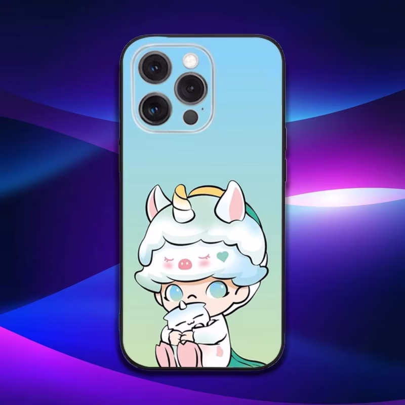 Adorable Little Boy D-Dimoo Mini Soft Black Cover for iPhone 16e,16,15,14,13,12,11,Pro,X,XS,Max,XR,Plus - Image 2