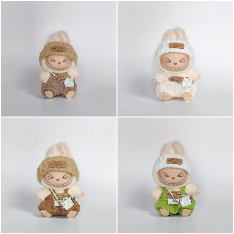 Doll clothes for Labubu, BabyThree, and Dimoo includes: universial baby clothes, mini dolls of Labubu V1 V2 V3, and idol fan doll outfits.