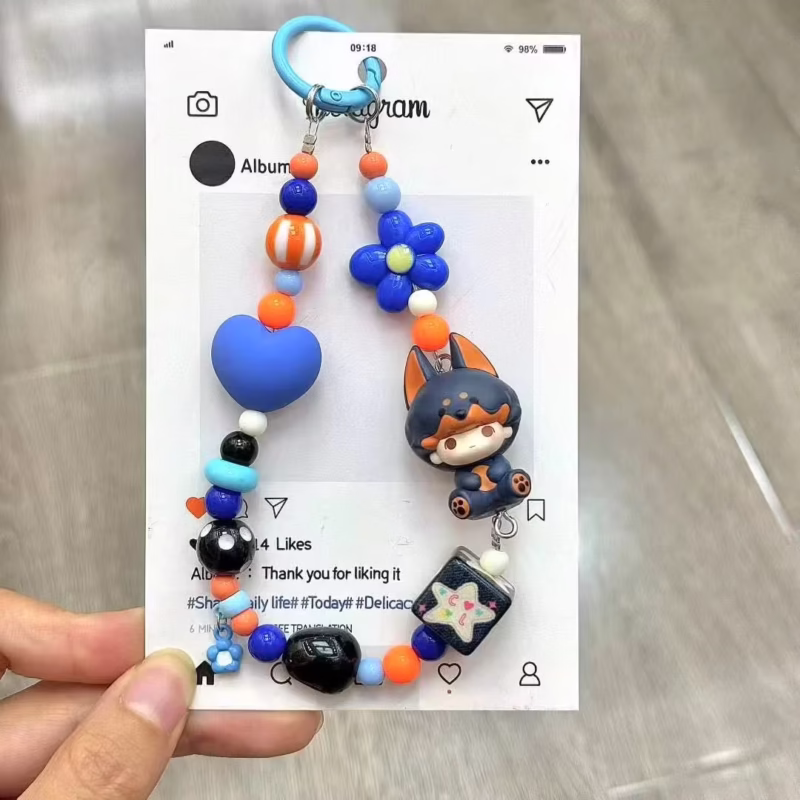 Diy Dimoo Crybaby Zsiga Mini Doll Beaded Adorable WDiy Dimoo Crybaby Zsiga Mini Doll Beaded Adorable Wr wrist Lanyard Phone Case Accessories: Charm Strap Doppamine Kawaii Beads Keychainsrist Lanyard Phone Case Accessories: Charm Strap Dopamine Kawaii Beads Keychains - Image 4