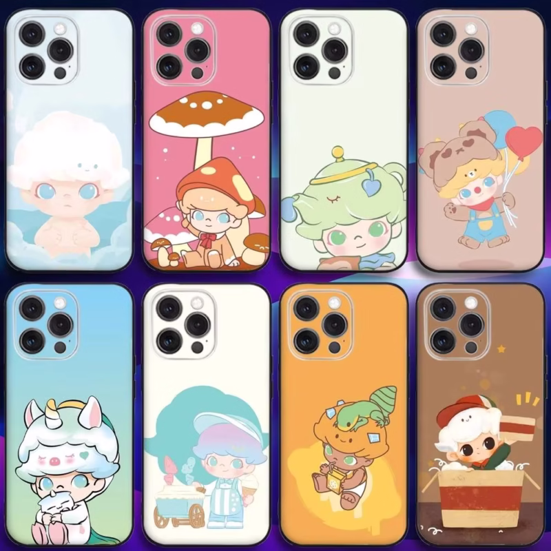 Adorable Little Boy D-Dimoo Mini Soft Black Cover for iPhone 16e,16,15,14,13,12,11,Pro,X,XS,Max,XR,Plus