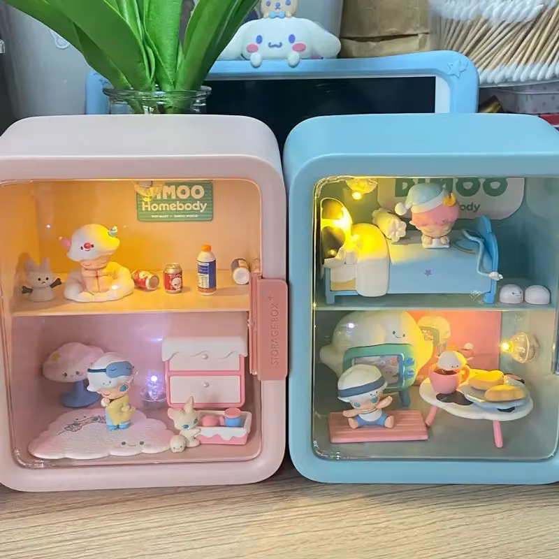 Collection display stand organizer case for dimoo home in a rectangular box. Japanese q version anime figure model toy doll collection.